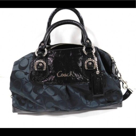 Coach Handbags - COACH Ashley Signature Convertible Black Bag